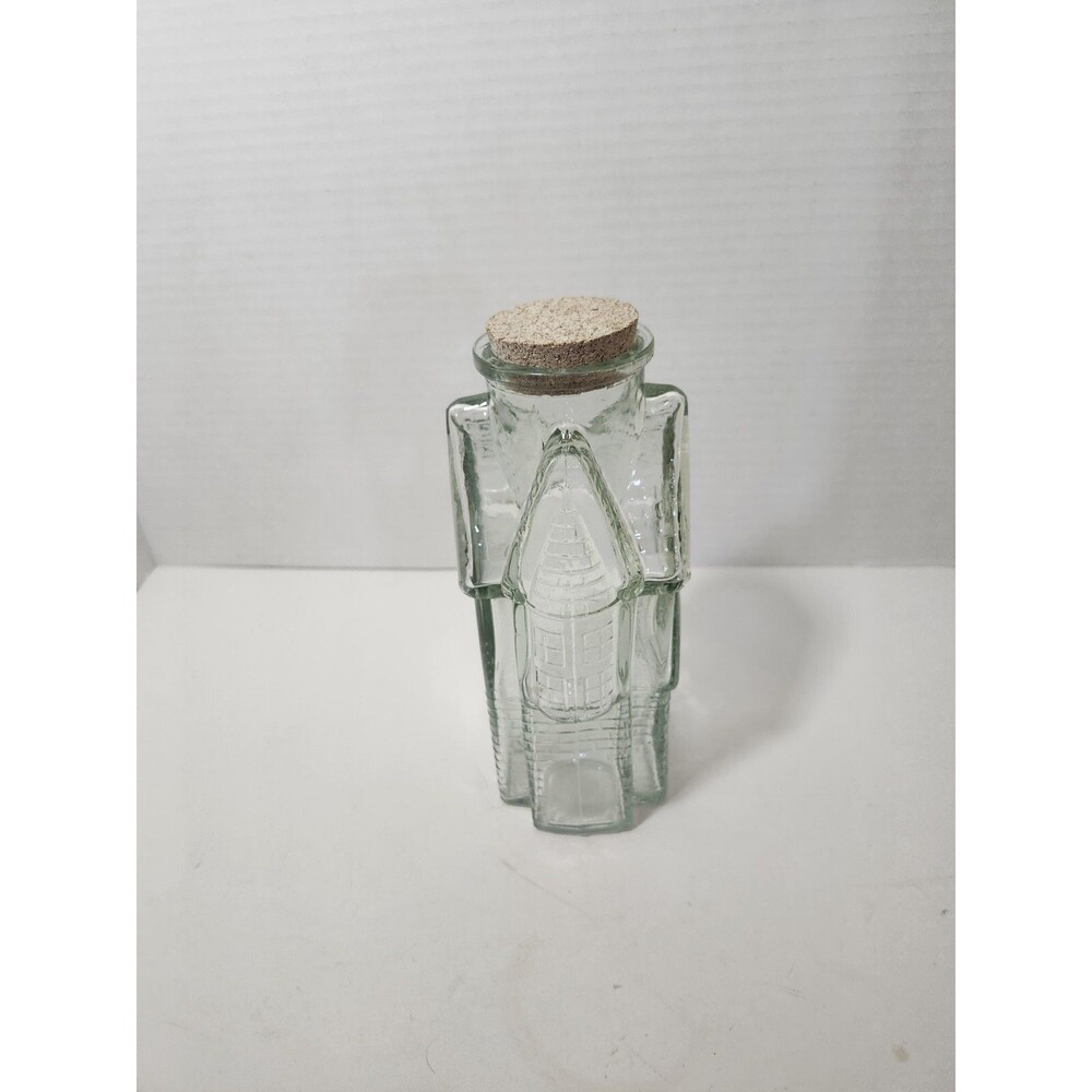 Vintage Glass Jar Victorian Haunted House Castle Decanter Art Glass Bottle Decor